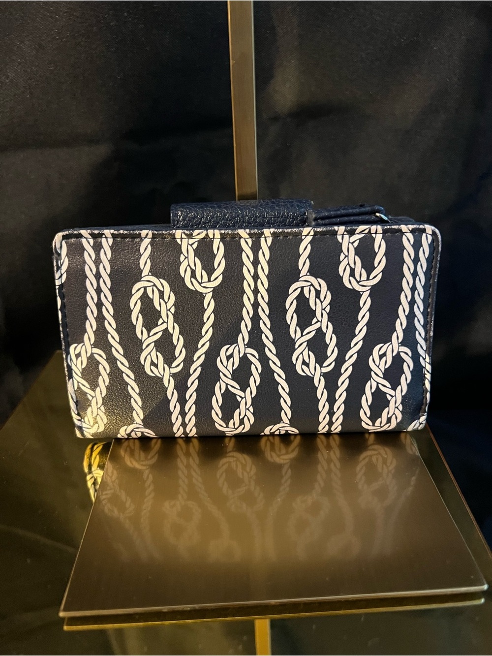 Nautica Navy and White Rope-Print Card Wallet - Picture 3 of 9